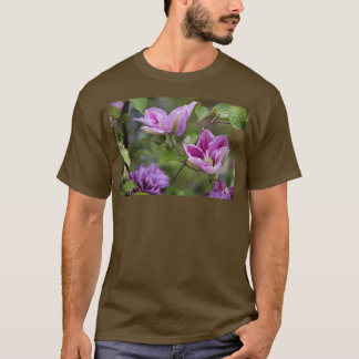 T-shirt Double clematis violet et rose fleur d'escalade