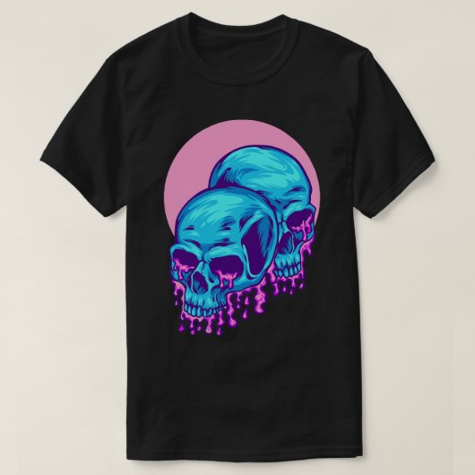 T-shirt Double crâne Retrowave Outrun (Design devant)