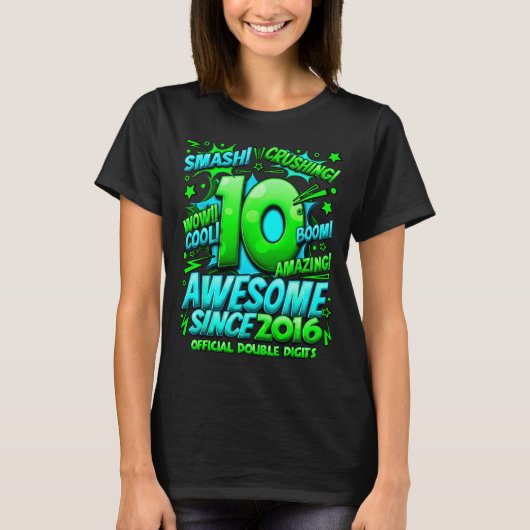 T-shirt Double Digits 10 Year Old Boys 10th Birthday Boy  (Devant)