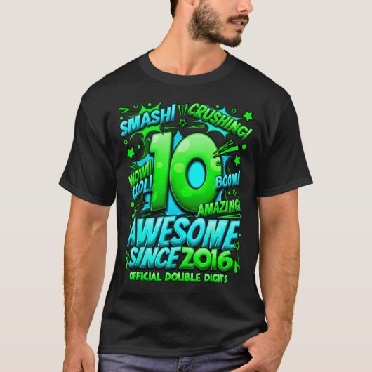 T-shirt Double Digits 10 Year Old Boys 10th Birthday Boy (Devant)