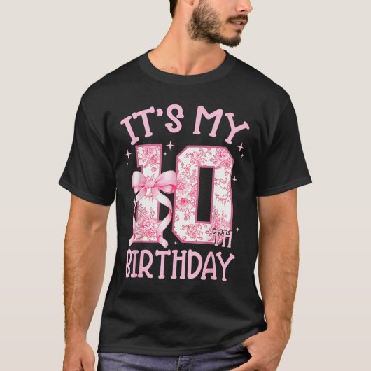 T-shirt Double Digits Birthday Girl 10th Birthday Coquette (Devant)
