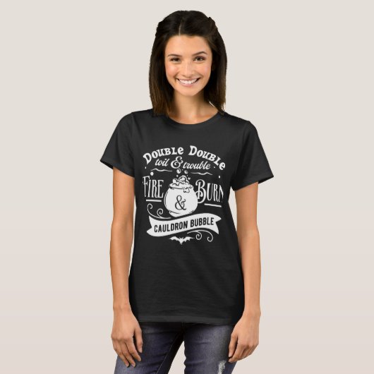 T-shirt Double double huile et trouble Cauldron Halloween (Devant entier)