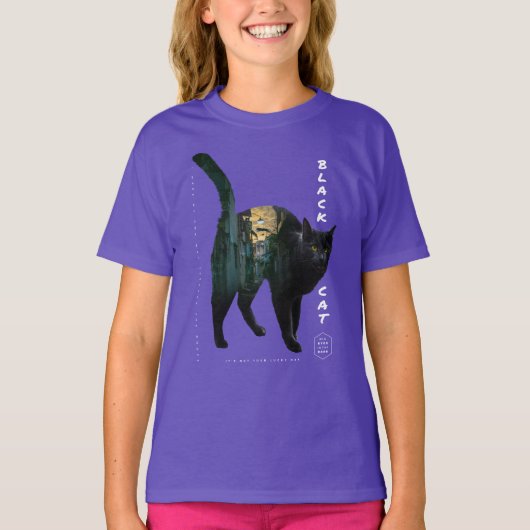 T-shirt Double effet d'exposition - Chat noir (Devant)
