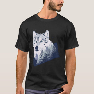 T-shirt Double exposition au loup