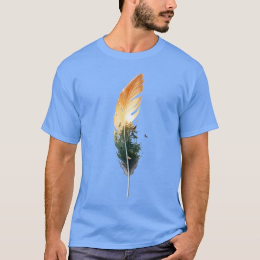 T-Shirt Double Exposition Coucher de Soleil Forêt  (Devant)