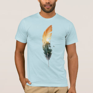 T-Shirt Double Exposition Coucher de Soleil Forêt 