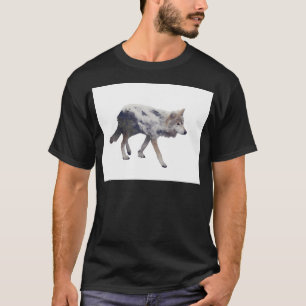 T-shirt Double Exposition De La Forêt De Loup Et De Pins S