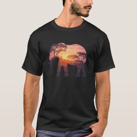 T-shirt Double exposition Elephant Silhouette Design - Sav (Devant)