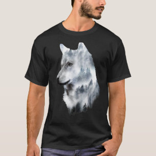 T-shirt Double exposition loups loups amoureux cadeau arts