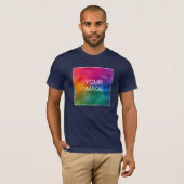 T-shirt Double face bleu marine Custom Ajouter Logo d'imag (Devant entier)