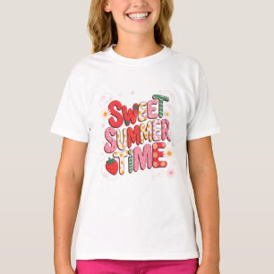 T-shirt Douce Coquette Été Fraise Rétro Plage 