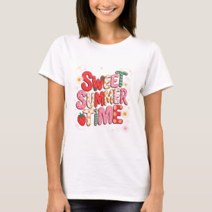 T-shirt Douce Coquette Été Strawberry Retro Plage