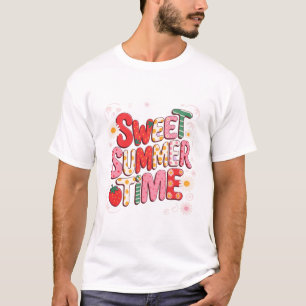T-shirt Douce Coquette Été Temps Fraise Rétro Plage 