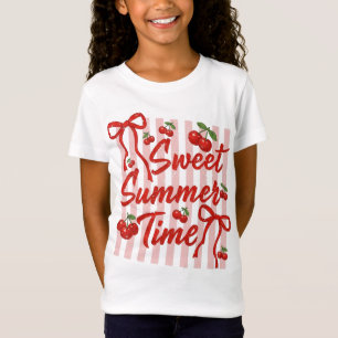 T-Shirt Douce Époque Estivale Cerise Coquette à l'Arc PNG