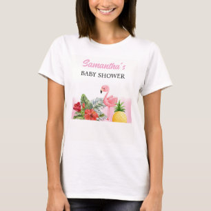 T-shirt Douce Fête de Naissance Rose Flamant Tropical