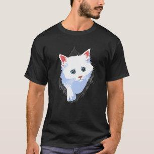 T-shirt Douce Kitten Vêtement de Tissu Déchiré Chat Blanc 