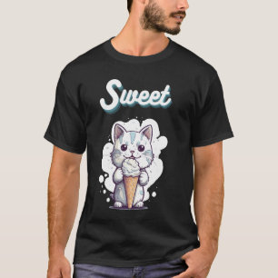 T-shirt Douce Kitty, Cône de Glace à l'eau Chat Mignon -vi