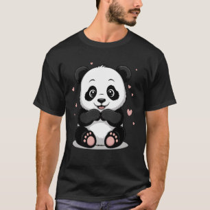 T-shirt Douce Panda avec coeurs Kawaii Ours Style d'amour
