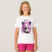 T-shirt Douce pourpre et noire fille Anime avec oreilles d (Devant entier)