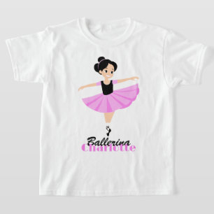 T-shirt Douce Rose Tendre Élégante Ballerine Personnalisée