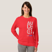 T-shirt Douille de dames de concepteur de "audace" longue (Devant entier)