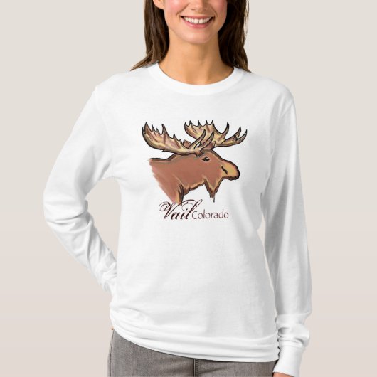 T-shirt Douille de dames simples d'orignaux de Vail le (Devant)