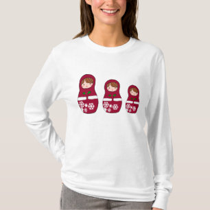 T-shirt Douille de Hoody de Noël de Matryoshka longue