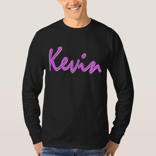 T-shirt Douille de logo rose de Kevin longue (Devant)