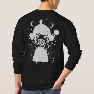 T-shirt Douille foncée de BANDE de PHASE de LUNE longue
