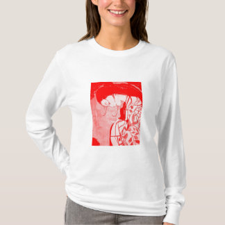 T-shirt Douille rouge des dames aa Hoody de geisha longue