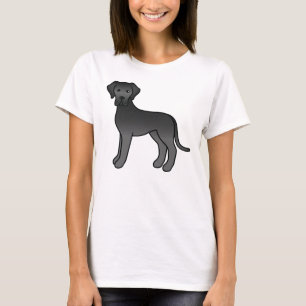 T-shirt Doux chien de dessin animé Grand Danois noir