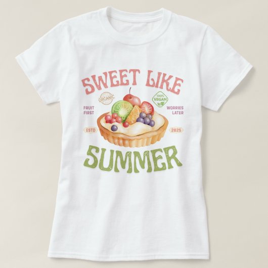 T-shirt Doux comme l'été, fruits à l'aquarelle (Design devant)