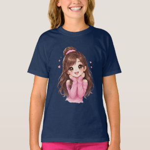 T-shirt Doux comme un petit cœur plein de joie Blu rêve ro