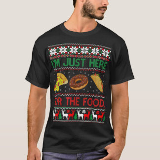 T-shirt Doux de Noël moche ici Nourriture Taco Pizza Drôle