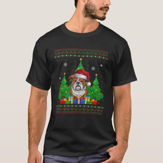 T-shirt Doux moche arbre de Noël Santa Hat Français Bull (Devant)