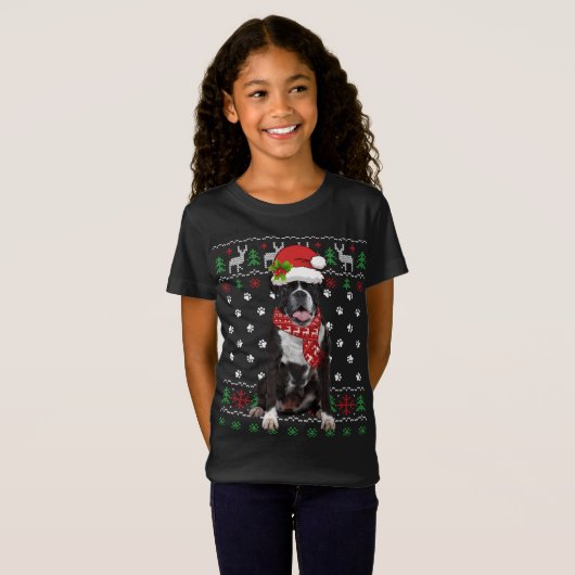 T-Shirt Doux moche boîte de Noël Chien Chien Chien Chien C (Devant entier)