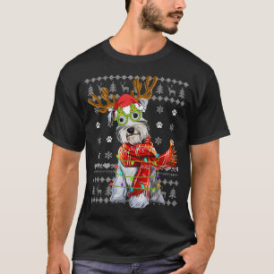T-shirt Doux moche lumières de Noël Schnauzer Chien Chien