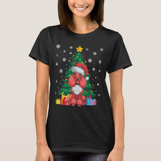 T-shirt Doux moche sapin de Noël éclaire le caniche chien (Devant)