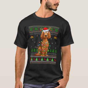 T-shirt Doux moche Xmas Lights Père Noël Irish Setter Chie