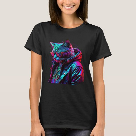 T-shirt Down on his luck Cat with Glasses (Devant)