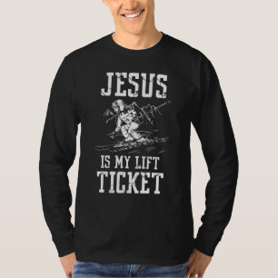 T-shirt Downhill Snow Skiing Jesus My Lift Winter Sport C