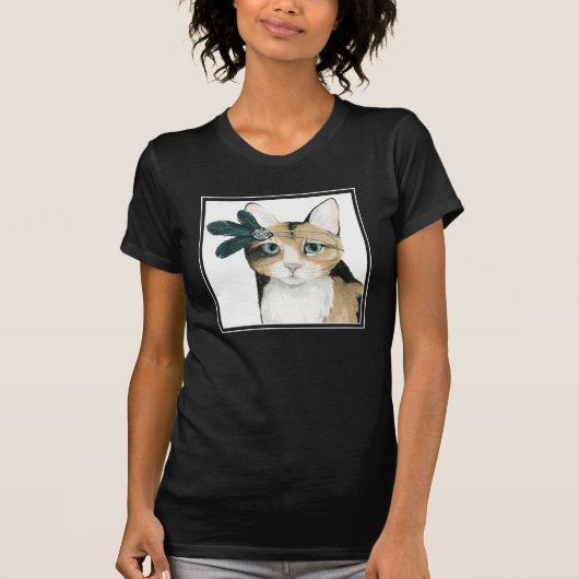 T-shirt Downton Cat | Bejeweled With Feathers (Devant)