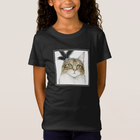 T-Shirt Downton Cat | Orné De Plumes (Devant)