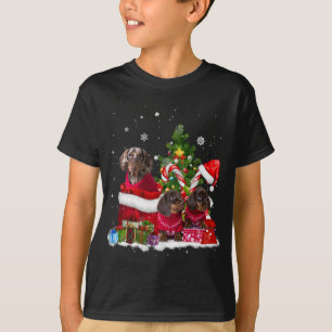 T-shirt Doxie Chien Noël Arbre Lumières Pyjamas Xmas Match