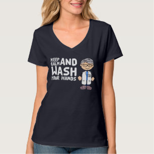 T-shirt Dr Fauci Gardez le calme et lavez vos mains Co