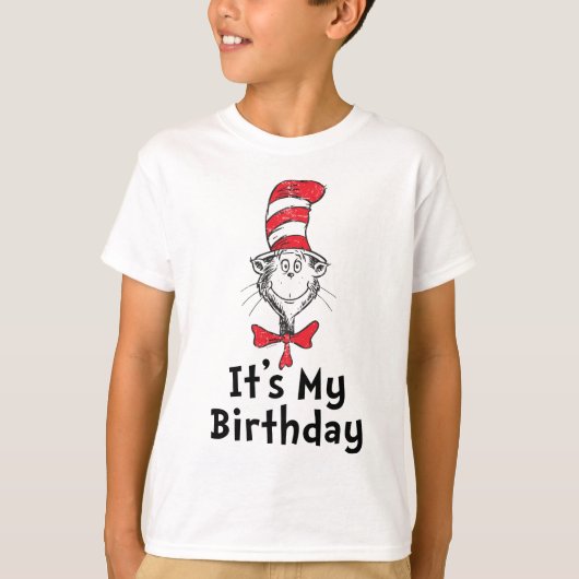 T-shirt Dr. Seuss Chat dans le Casquette C'est mon anniver (Devant)