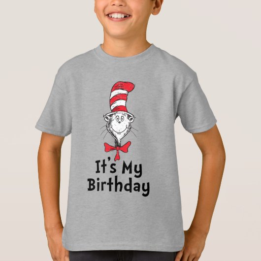 T-shirt Dr. Seuss Chat dans le Casquette C'est mon anniver (Devant)