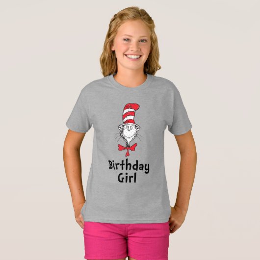 T-shirt Dr. Seuss Chat dans le Casquette Fille d'anniversa (Devant entier)