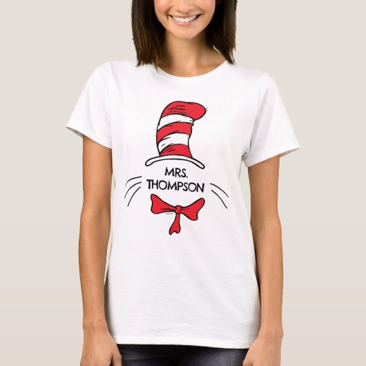 T-shirt Dr Seuss | Chat dans le Casquette Nom de l'enseign (Devant)