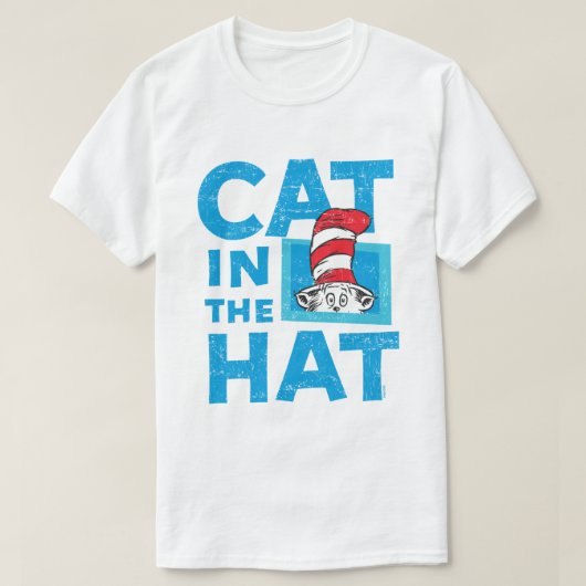 T-shirt Dr Seuss | Chat dans le logo du Casquette (Design devant)